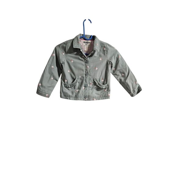 Oshkosh B’Gosh Toddler Girls 5T  Green Floral Quilted Jacket - Picture 1 of 5